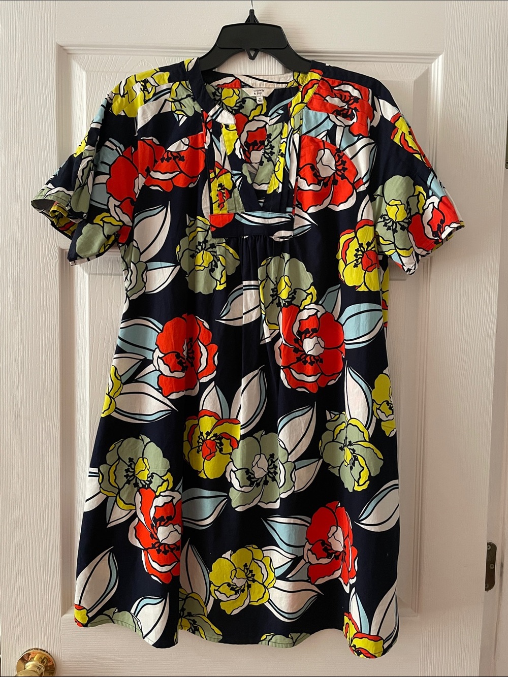 crown & ivy Navy Floral Mini Dress with Red, Yellow, Green & White